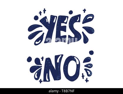 "Ja" und "Nein"-Schriftzug. Handgeschriebene Worte mit Dekoration. Vektor Prinzipdarstellung. Stock Vektor