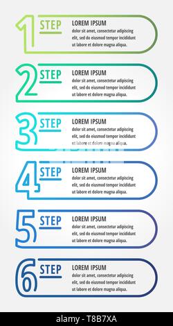 Moderne Vector Illustration. Infografik Vorlage mit sixelements, Kreise und Text. Schritt für Schritt. Für Business, Präsentationen, Web Design Stock Vektor