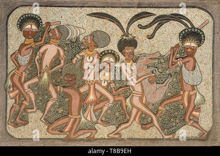 Papua-neuguinea, Enga Provinz, Enga Stamm, Wabag region, Sand malen Stockfoto