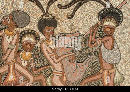 Papua-neuguinea, Enga Provinz, Enga Stamm, Wabag region, Sand malen Stockfoto