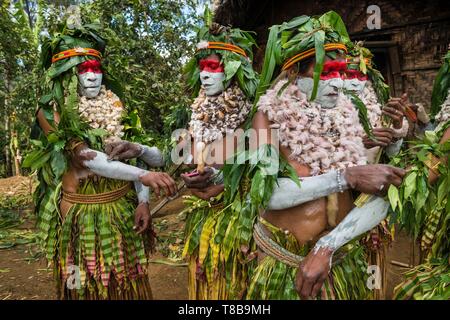 Papua-neuguinea Western Highlands Provinz, Wahgi Tal, Mount Hagen Region, Festival der Hagen zeigen, traditionelle singen Gruppe Frauen singen Stockfoto