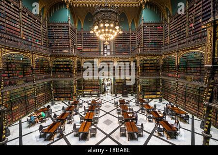 Brasilien, Südosten Region, die Stadt von Rio de Janeiro, Stadt, Welterbe der UNESCO, das historische Stadtzentrum, den Königlichen portugiesischen Lesesaal (Real Gabinete Português de Leitura) Stockfoto