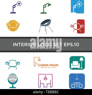 Logo Design Deckenleuchte mit line style Vector Illustration Stock Vektor