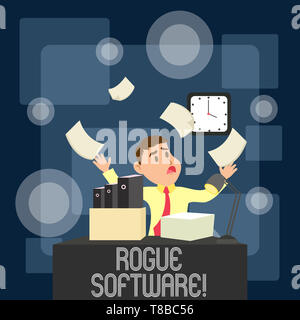 Schreiben Hinweis Übersicht Rogue Software. Business Konzept für Art von Malware, die als antimalwaresoftware Posen Stockfoto