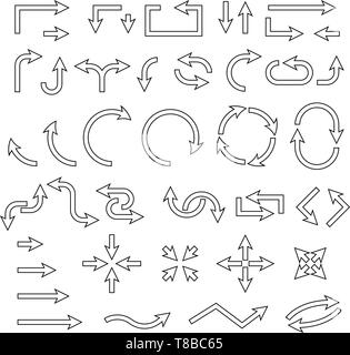 Umrisse Pfeile. Eingestellt von gekrümmten Verkehr Symbole Stock Vektor