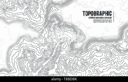 Grauen Konturen vektor Topographie. Geographische Berg Topographie Vector Illustration. Topografische Muster Textur. Karte auf dem Land vektor Gelände Stock Vektor