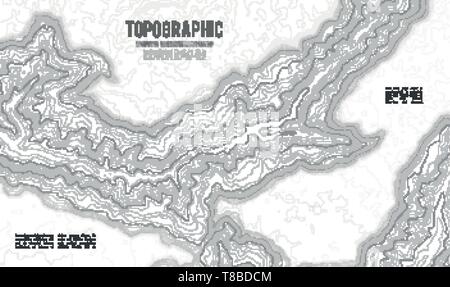 Grauen Konturen vektor Topographie. Geographische Berg Topographie Vector Illustration. Topografische Muster Textur. Karte auf dem Land vektor Gelände Stock Vektor
