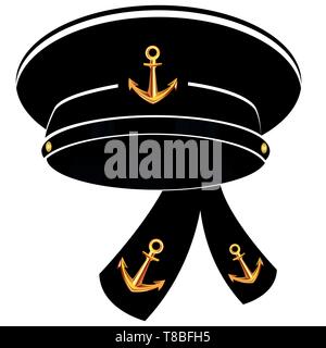 Vector Illustration der Kappe der Matrosen der Kriegsmarine Stock Vektor
