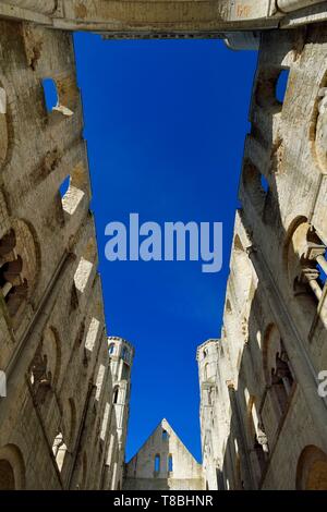 Frankreich, Seine-Maritime, Frankreich, Seine Maritime, Pays de Caux, im Regionalen Naturpark der Boucles de la Seine, Jumièges, Abtei von Saint Pierre de Jumièges gegründet Im 7. Stockfoto