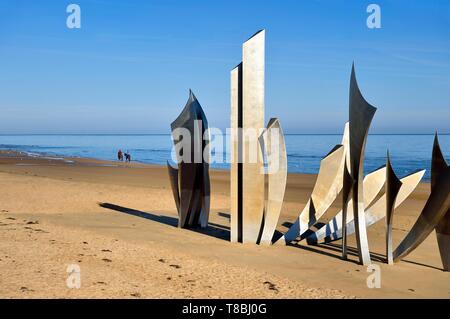 Frankreich, Calvados, Saint Laurent sur Mer, Omaha Beach, die Braves memorial Werk des Bildhauers Anilore Anilore Banon Banon Stockfoto