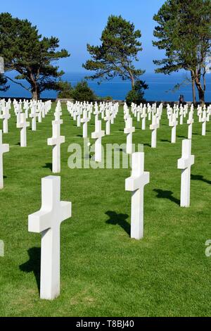 Frankreich, Calvados, Colleville-sur-Mer, die Landung in der Normandie Strand, Omaha Beach, Normandie amerikanische Friedhof und Denkmal Stockfoto