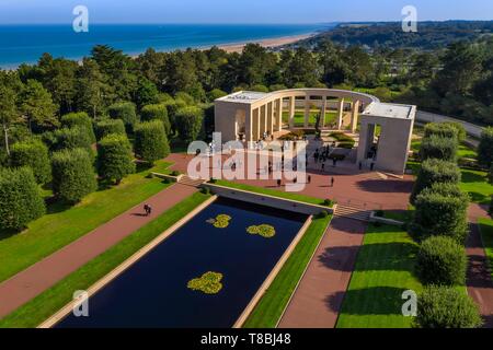 Frankreich, Calvados, Colleville-sur-Mer, die Landung in der Normandie Strand, Normandie Friedhof und Denkmal, Omaha Beach im Hintergrund Stockfoto