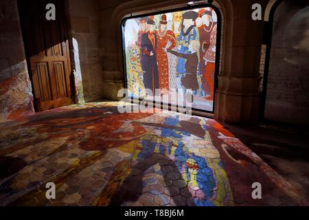 Frankreich, Seine Maritime, Rouen, den Erzbischöflichen Palast, historische Jeanne d'Arc Museum, die ehemalige Küche, Projektion der Treffen der König und der Poitiers Prüfungen Stockfoto