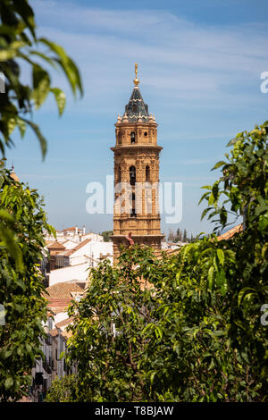 Glockenturm der Kirche San Sebastian. Antequera. Spanien. Stockfoto