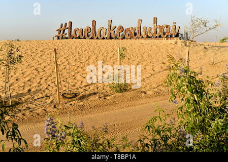 Liebe See bei Al Qudra, See an der Al Qudra Wüste, Dubai, Vereinigte Arabische Emirate Stockfoto