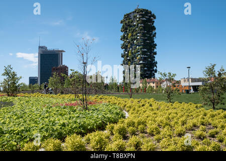 Bosco Verticale (vertikale Wald) werden wohntürme in Porta Nuova Viertel, Mailand, Italien, mit Hunderten von Bäumen und Pflanzen auf ihnen gewachsen. Stockfoto