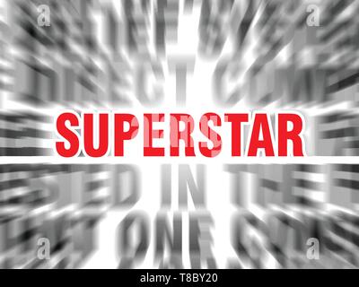 Unscharfer Text mit Fokus auf Superstar Stock Vektor