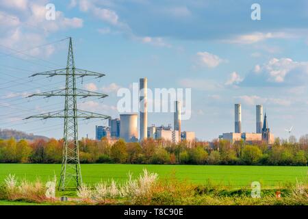 Stillgelegte braunkohlegefeuerten Kraftwerk Frimmersdorf, Kohle, Rheinischen Braunkohlerevier, Grevenbroich, Nordrhein-Westfalen, Deutschland Stockfoto