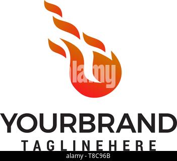 Fireball Fire Flame Logo Design Konzept Vorlage Vektor Stock Vektor