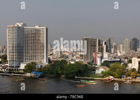 Panoramablick vom Symbol Siam, Skyline, Sheraton Hotel am Mae Nam Chao Phraya, Bang Rak District, Bangkok, Thailand Stockfoto