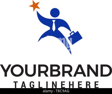 Erfolgreiche Arbeiter Logo Design Konzept Vorlage Vektor Stock Vektor