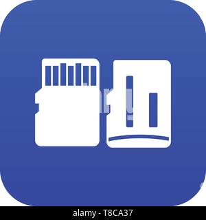 Beide Seiten der SD-Speicherkarte auf das Symbol Digital blau Stock Vektor