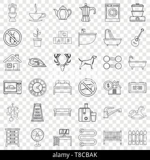 Reibe Symbole gesetzt, outline Style Stock Vektor