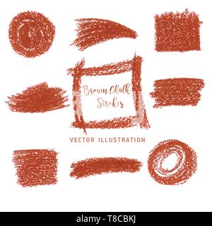 Hand chalk Textur erstellt. Vektor Holzkohle design Element. Brauner Fleck für Banner, Hintergrund. Scribble Flecken, schmutzige Pinselstriche Stock Vektor