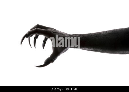 Gruselige monster Claw auf weißem Hintergrund mit Freistellungspfad isoliert Stockfoto