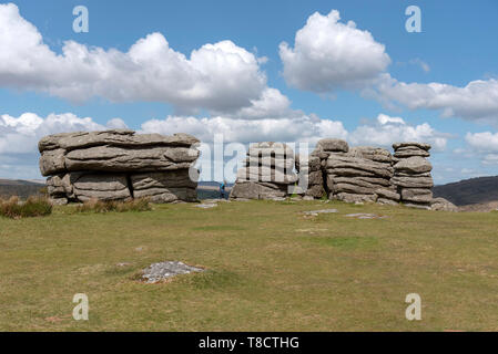 Nationalpark Dartmoor, Devon, England, UK, Mai 2019. Die Combestone Tor auf Dartmoor im Westen von England. Stockfoto