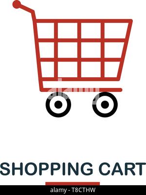 Warenkorb Symbol in zwei Farben. Kreative schwarz und rot Design von e-commerce Sammlung Icons. Pixel Perfect simple Warenkorb Symbol für Web desi Stock Vektor