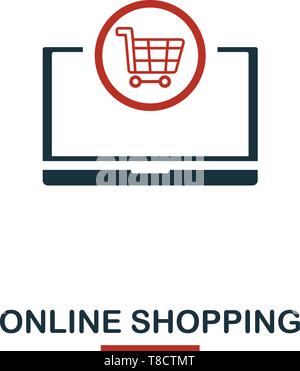 Online Shopping Symbol in zwei Farben. Kreative schwarz und rot Design von e-commerce Sammlung Icons. Pixel Perfect einfach online shopping Symbol für Web Stock Vektor