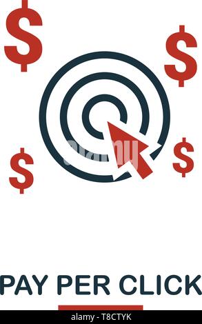 Bezahlung Pro Klicken Sie auf das Symbol in zwei Farben. Kreative schwarz und rot Design von e-commerce Sammlung Icons. Pixel Perfect einfache Bezahlung pro Klicken Sie auf das Symbol für Web desi Stock Vektor