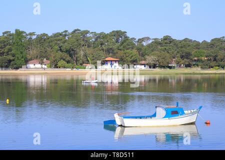 Frankreich, Landes, See, Hossegor Soorts Hossegor, Boote auf dem See Stockfoto