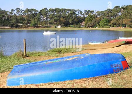 Frankreich, Landes, See, Hossegor Soorts Hossegor, Boote auf dem See Stockfoto