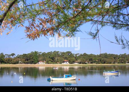 Frankreich, Landes, See, Hossegor Soorts Hossegor, Boote auf dem See Stockfoto