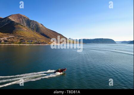 Grönland, Nordwestküste, Murchison Sound im Norden von Baffin Bay, Siorapaluk, die nothern Dorf aus Grönland Stockfoto