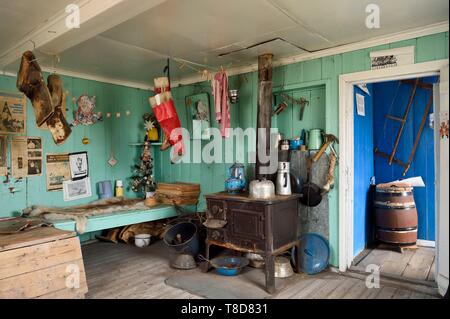 Grönland, Westküste, Uummannaq, Innenraum eines traditionellen Hauses nun Teil des lokalen Museum Stockfoto