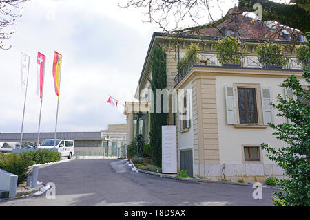 Genf, Schweiz - 5 May 2019 - Blick auf die Ecole Hoteliere de Geneve (EHG), einem berühmten Hotel management Schule in Genf, Schweiz. Stockfoto