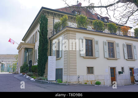 Genf, Schweiz - 5 May 2019 - Blick auf die Ecole Hoteliere de Geneve (EHG), einem berühmten Hotel management Schule in Genf, Schweiz. Stockfoto