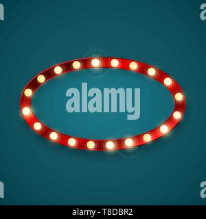 Oval retro Banner mit leuchtenden Lichter. Vector Illustration Stock Vektor