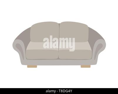 Sofa und Tisch grau bunt Cartoon Illustration Vektor. Komfortable Lounge für Interior Design auf weißem Hintergrund. Stock Vektor