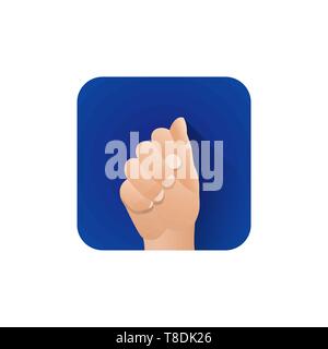 Vektor symbolische verkrampften Finger männlichen palm Geste holding Konzept zeichen Abbildung licht Symbol poster Design auf blauem Hintergrund isoliert Stock Vektor