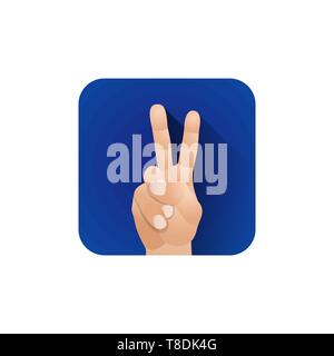 Vektor symbolische zwei Finger männliche Faust hand Sieg Geste Konzept zeichen Abbildung licht Symbol poster Design auf blauem Hintergrund isoliert Stock Vektor