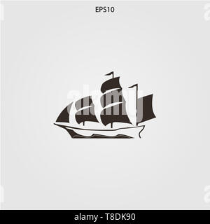 Silhouette Schiff Logo Designs Stockfoto