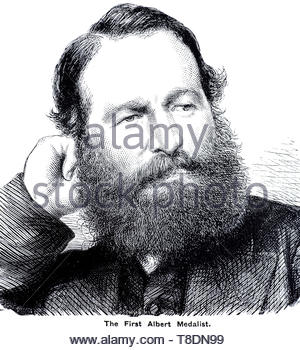 Samuel Popplestone war der erste Empfänger der Britischen Albert Medaille die Rettung von Leben, für seine Bemühungen, Männer aus der Ladung der Geist des Ozeans, die hatte auf den Anfangspunkt Felsen in Devon, England am 23. März 1866, Illustration von 1884 scheiterte Schiff ausgezeichnet zu erkennen Stockfoto