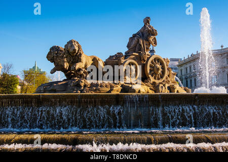 Fuente de La Cibeles. Monumentalen Brunnen der Göttin Cibeles auf der Plaza de Cibeles. Madrid, Spanien Europa Stockfoto