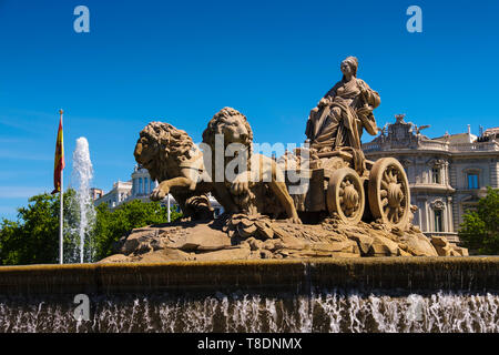 Fuente de La Cibeles. Monumentalen Brunnen der Göttin Cibeles auf der Plaza de Cibeles. Madrid, Spanien Europa Stockfoto