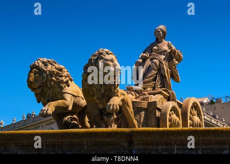 Fuente de La Cibeles. Monumentalen Brunnen der Göttin Cibeles auf der Plaza de Cibeles. Madrid, Spanien Europa Stockfoto