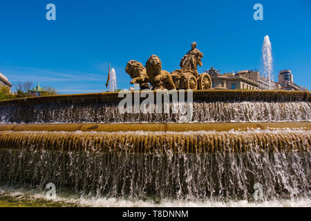 Fuente de La Cibeles. Monumentalen Brunnen der Göttin Cibeles auf der Plaza de Cibeles. Madrid, Spanien Europa Stockfoto